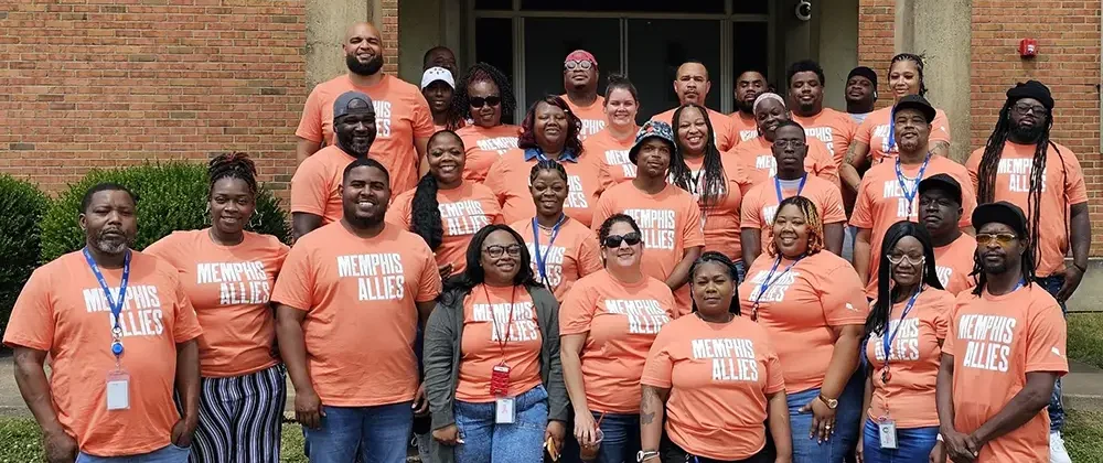 Memphis Allies team wearing orange t-shirts for gun violence awareness